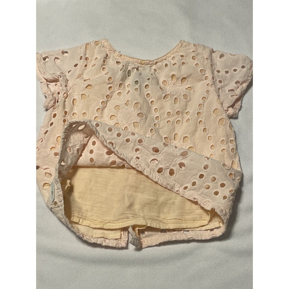 7 For All Mankind Girls 2T (2024) Pink Eyelet Shirt Top - Picture 4 of 6